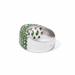 Seeing Green 18k White Gold Diamond + Tsavorite Garnet Ring // Ring Size 7.5 // New