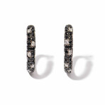 Tuxedo 18k White Gold Diamond + Sapphire Hoop Earrings // New