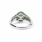 Seeing Green 18k White Gold + Tsavorite Garnet Cocktail Ring // Ring Size 7 // New