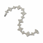 18k White Gold + Diamond Flower-Link Pave Bracelet // 7" // New