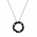 Tuxedo 18k White Gold Diamond + Sapphire Circle Necklace II // 18" // New