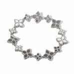 18k White Gold + Diamond Flower-Link Pave Bracelet // 7" // New