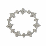 18k White Gold + Diamond Flower-Link Pave Bracelet // 7" // New