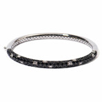 18k White Gold Diamond + Black Sapphire Bangle Bracelet // 7" // New