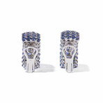 Ms. Peacock 18k White Gold + Sapphire Half-Hoop Earrings // New