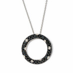 Tuxedo 18k White Gold Diamond + Sapphire Circle Necklace I // 18" // New