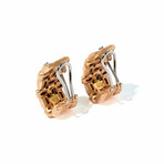 Woven Vertical 18k Tri-Color Gold Diamond Earrings // New