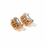 Woven Horizontal 18k Tri-Color Gold Diamond Earrings // New