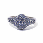 Ms. Peacock 18k White Gold + Sapphire Cocktail Ring // Ring Size 7.5 // New