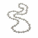 18k White Gold Diamond Flower-Link Pave Necklace // 34" // New