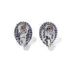 Ms. Peacock 18k White Gold + Sapphire Round Earrings // New