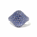 Ms. Peacock 18k White Gold + Sapphire Cocktail Ring // Ring Size 7 // New