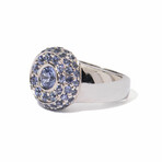 Ms. Peacock 18k White Gold + Sapphire Cluster Ring // Ring Size 7 // New