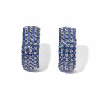 Ms. Peacock 18k White Gold + Sapphire Half-Hoop Earrings // New