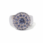 Ms. Peacock 18k White Gold + Sapphire Cluster Ring // Ring Size 7 // New