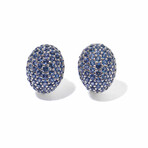 Ms. Peacock 18k White Gold + Sapphire Round Earrings // New