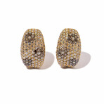 18k Yellow Gold Diamond Flower Earrings // New