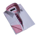 Reversible Cuff French Cuff Dress Shirt // White + Pink (M)