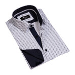 Contrast Pattern French Cuff Dress Shirt // Style 3 // White + Black (XL)