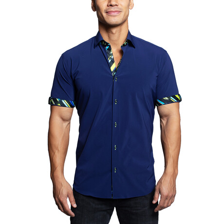 Galileo 109 Button Up Shirt // Navy Blue (S)