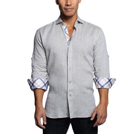 Einstein Linen Button Up Shirt // Gray (S)