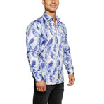 Fibonacci Feather Button Up Shirt // Blue (3XL)