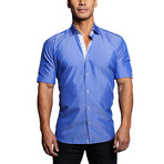 Galileo Silver Dot Button Up Shirt // Blue (M)