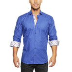 Einstein Geometric Button Up Shirt // Blue (L)