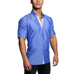 Galileo Silver Dot Button Up Shirt // Blue (L)