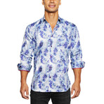 Fibonacci Feather Button Up Shirt // Blue (M)