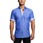 Galileo Silver Dot Button Up Shirt // Blue (M)