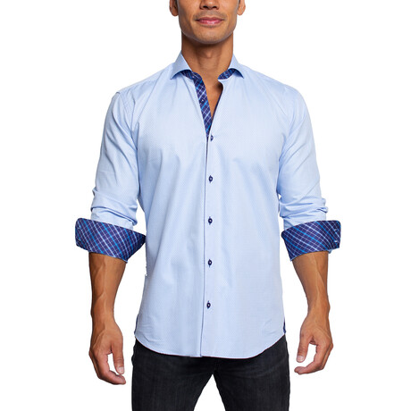 Einstein Interlocking Button Up Shirt // Blue (S)