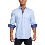 Einstein Interlocking Button Up Shirt // Blue (M)