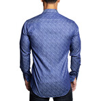 Fibonacci Cracked Button Up Shirt // Blue (L)