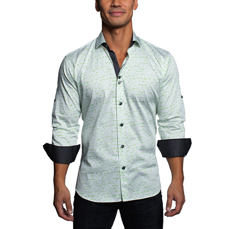 Class Tetris Button Up Shirt // Green (S)