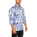 Fibonacci Feather Button Up Shirt // Blue (M)