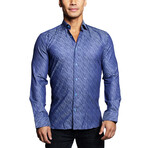 Fibonacci Cracked Button Up Shirt // Blue (3XL)