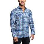 Fibonacci Plaid Flower Button Up Shirt // Blue (XL)