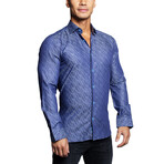 Fibonacci Cracked Button Up Shirt // Blue (S)