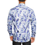 Fibonacci Feather Button Up Shirt // Blue (L)