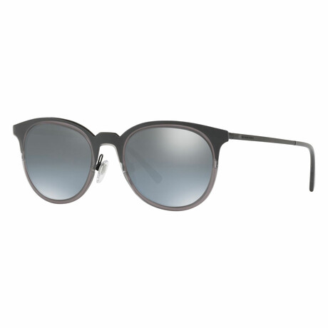 Burberry Men's Rounded Sunglasses // Matte Gray + Gray Mirror Silver Gradient