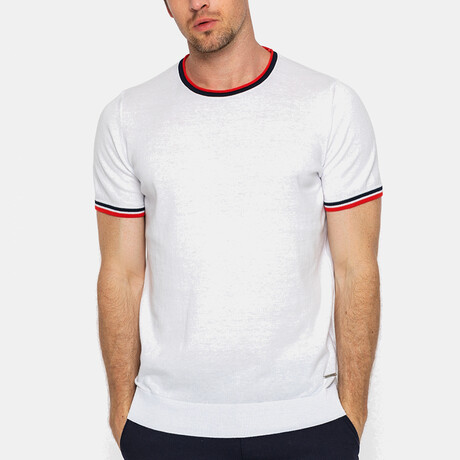 Striped Collar T-Shirt // White (S)