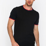 Striped Collar T-Shirt // Black (XL)