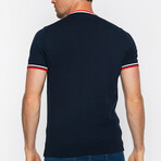 Striped Collar T-Shirt // Navy (XL)