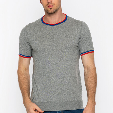 Striped Collar T-Shirt // Gray (S)