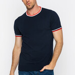 Striped Collar T-Shirt // Navy (XL)