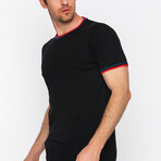 Striped Collar T-Shirt // Black (XL)