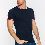 Striped Collar T-Shirt // Navy (XL)