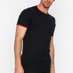 Striped Collar T-Shirt // Black (XL)