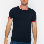 Striped Collar T-Shirt // Navy (XL)